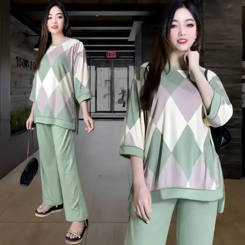 RANI LD 120 SETELAN WANITA CELANA DAN ATASAN PINGUIN OVERSIZE WANITA BAJU KANTONG KARET KAOS DEWASA