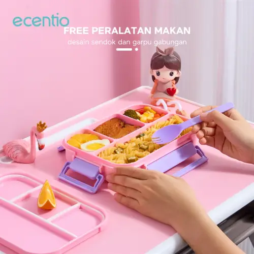 ecentio lunch box anak anak sekolah 1000ml 4 Skat Kotak Makan Tempat Makan bayi BPA FREE