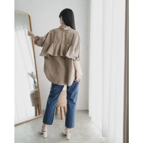 This Is April - Atasan Kemeja Casual Wanita Dayle Top ( LD BESAR )