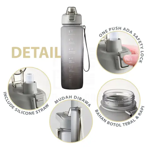 Botol Air Minum Anak 1 Liter Botol Air Motivasi Premium Anti Bocor BPA FREE HUGO