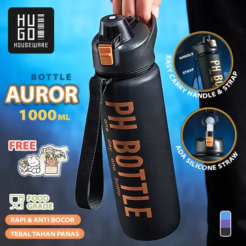 Botol Minum 1 Liter Premium Botol Air Minum Anak Sport Design Anti Bocor BPA FREE HUGO