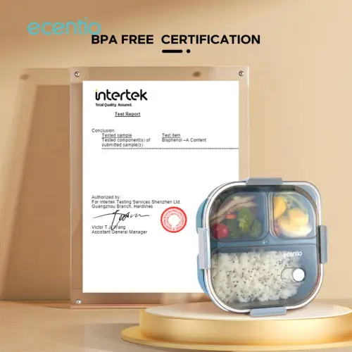 ecentio kotak bekal anti tumpah 3 grid 1100ml Kotak makan wadah bekal anti tumpah kotak sup 100ml Free Sendok