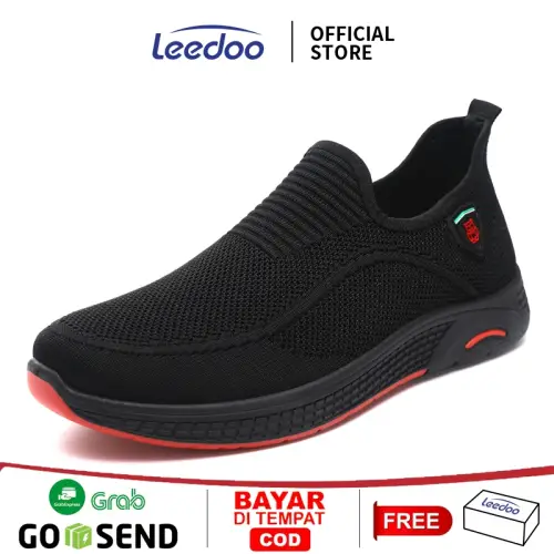 Leedoo Sepatu Pria Slip On Kekinian Olahraga Sepatu Sneakers Pria Running karet Shoes Fashion Pria keren MR131