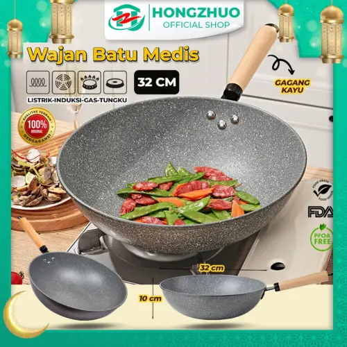 Tifale by Hongzhuo Wajan Maifan YY2201 Fry Pan Bahan Batu Medis Anti Lengket 32cm Wajan Penggorengan High Quality