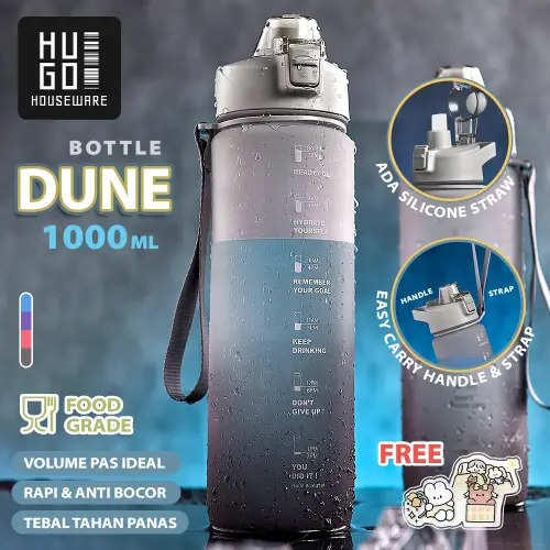 Botol Air Minum Anak 1 Liter Botol Air Motivasi Premium Anti Bocor BPA FREE HUGO