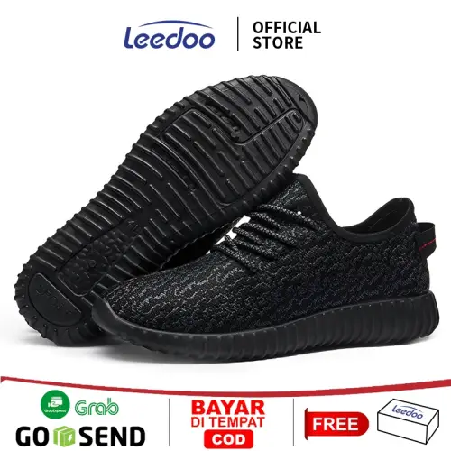 Leedoo Sepatu Pria Sneakers Casual Running Fashion Sport Sepatu Terbaru Kekinian Shoe Black Natural MR207