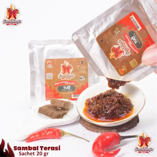 Paket Sambal Bawang, Sambal Terasi, Sambal ijo, Sambal Korek 15 Sachet Gratis mangkok/Sendok