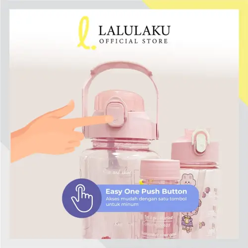 Botol Minum Transparan Viral Botol Motivasi Beranak 3in1 Korea 2 Liter + 1000ml + 500ml Set