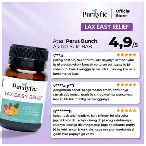 Purityfic Official Lax Easy Relief Vitamin Australia - Tablet untuk Mengatasi Ambeien dan Wasir