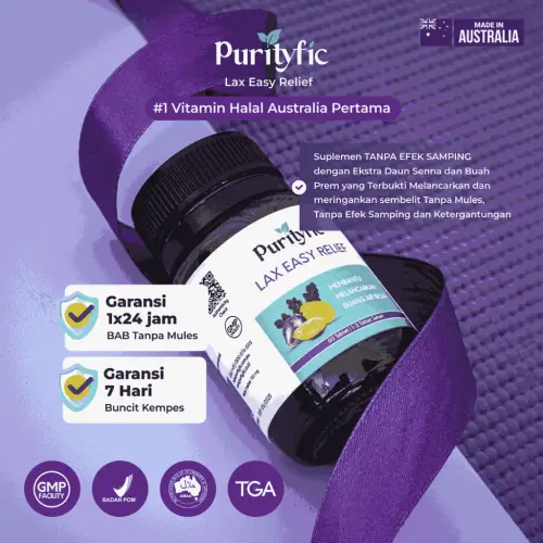 Purityfic Official Lax Easy Relief Vitamin Australia - Vitamin Pencegah Ambeien dan Wasir Terbaik