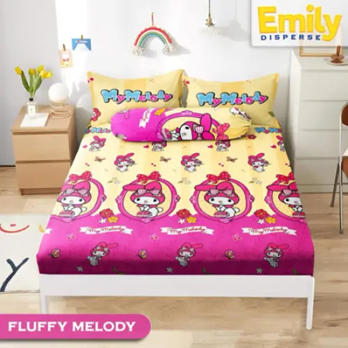 sprei motif kuromi cinamorol labubu dan ready ukuran 90x200 sampai 200x200 tinggi 20cm