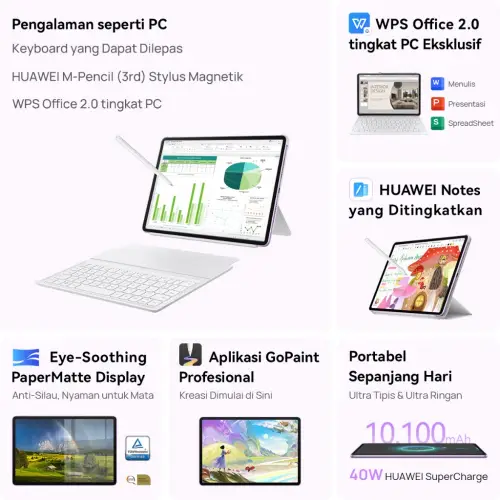 HUAWEI MatePad 11.5-inci 2025 Tablet | WPS Office 2.0 Tingkat PC Eksklusif | Layar Papermatte | 10,100 mAh