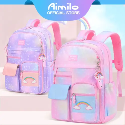 Aimilo Tas Sekolah Perempuan Tas Sekolah Anak Sd&Smp Tas Ransel Kapasitas Besar Tahan Air Kado Anak