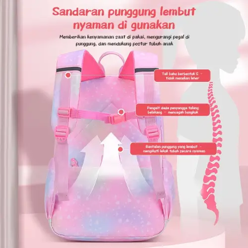 Aimilo Tas Sekolah Perempuan Tas Sekolah Anak Sd&Smp Tas Ransel Kapasitas Besar Tahan Air Kado Anak