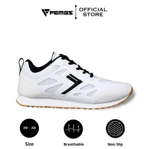 Femez Lite Berlin Sepatu Sneakers Pria / 39-48 Full Black Hitam Polos Bigsize Sport Casual Joging
