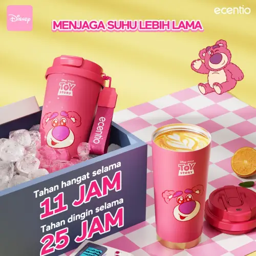 ecentio tumbler minum premium tahan dingin 24 jam botol stainless 316 portable tumblr 530ml