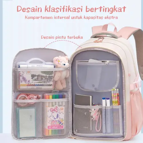 Tas Ransel Anak Perempuan Tas Sekolah Anak Ins Anti Air Model Korea Tebal Kado Anak Untuk 6-15 Tahun