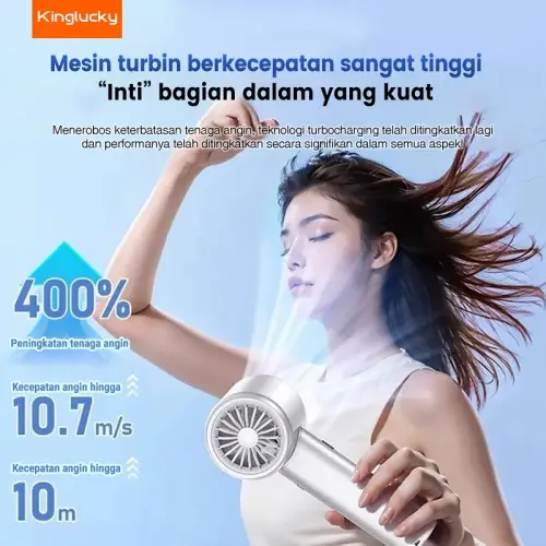 KING LUCKY Kipas Angin Mini Portable High-speed Mini Kipas Tangan 16500RPM Kipas Strong Wind 100 Gear Wind Digital Display Adjustable