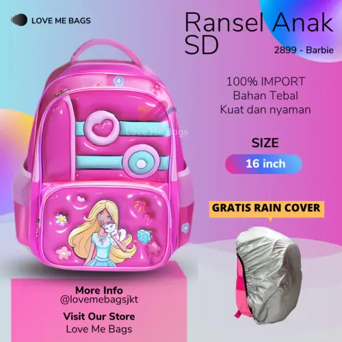 Jual LMB Tas Sekolah Anak Perempuan SD Import Karakter Lucu Sanrio Kuromi Cinamonroll Melody Barbie Kitty Bahan Nilon Premium Tebal Ukuran Besar Nyaman Dipakai Kuat Ukuran 16 Inch