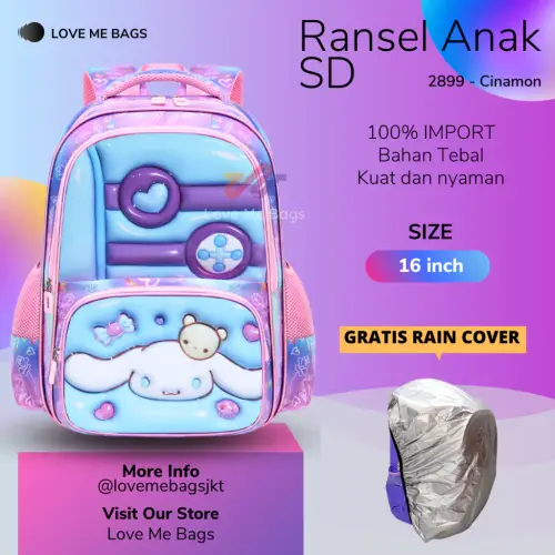 Jual LMB Tas Sekolah Anak Perempuan SD Import Karakter Lucu Sanrio Kuromi Cinamonroll Melody Barbie Kitty Bahan Nilon Premium Tebal Ukuran Besar Nyaman Dipakai Kuat Ukuran 16 Inch