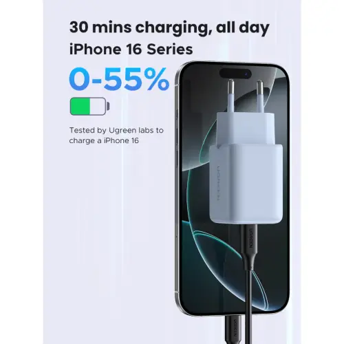 UGREEN Kepala Charger Dual Port USB A + USB Type C Fast Charging 20W 30W 45W