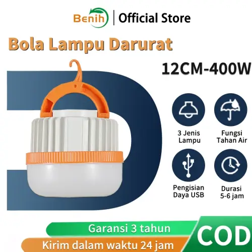 Benih Lampu Emergency Darurat Bulb LED Indoor Outdoor Rechargeable