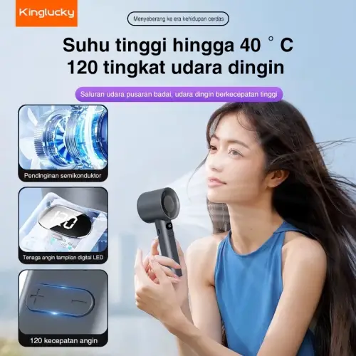 KING LUCKY Kipas Angin Mini Portable High-speed Mini Kipas Tangan 16500RPM Kipas Strong Wind 100 Gear Wind Digital Display Adjustable