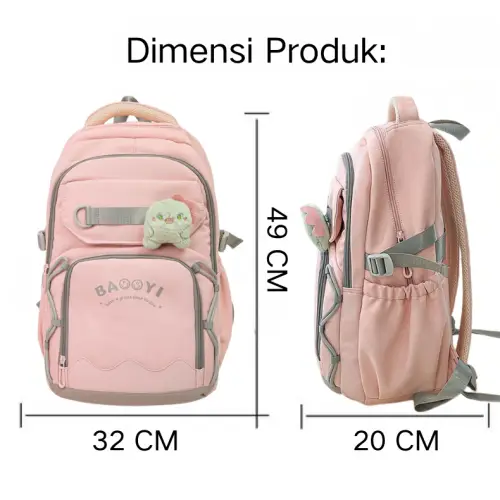 Tas Ransel Wanita Tahan Air Kapasitas Besar Tas Sekolah Korean Style Laptop 16 in Backpack