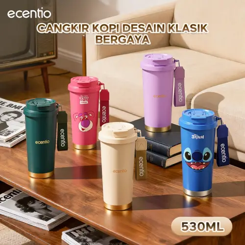 ecentio tumbler minum premium tahan dingin 24 jam botol stainless 316 portable tumblr 530ml