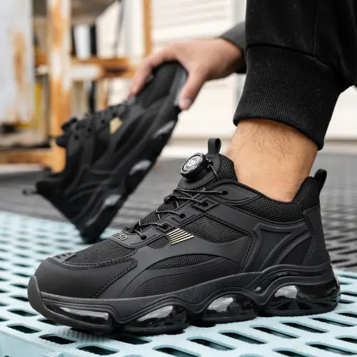 Aeiso - Sepatu Casual sporty V20 tali putar dan extra penguat di ujung sepatu non K3 Hitam 38-46