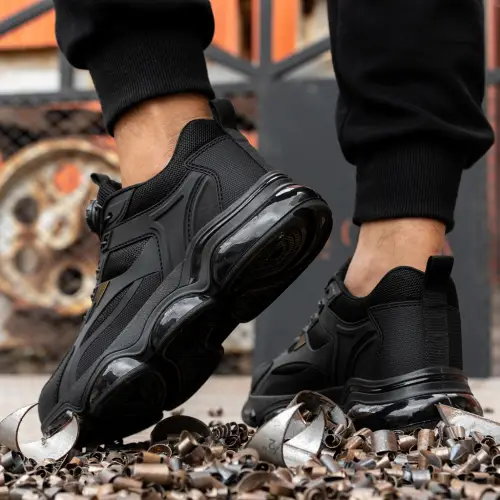 Aeiso - Sepatu Casual sporty V20 tali putar dan extra penguat di ujung sepatu non K3 Hitam 38-46