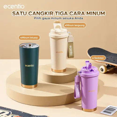 ecentio tumbler minum premium tahan dingin 24 jam botol stainless 316 portable tumblr 530ml