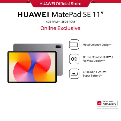 HUAWEI MatePad SE 11\" Tablet [4+128GB] | FHD+ Eye Comfort Display | 7700mAh | Metal Unibody