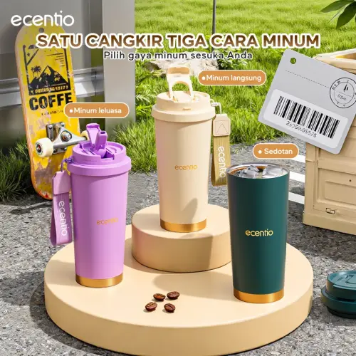 ecentio tumbler minum premium tahan dingin 24 jam botol stainless 316 portable tumblr 530ml