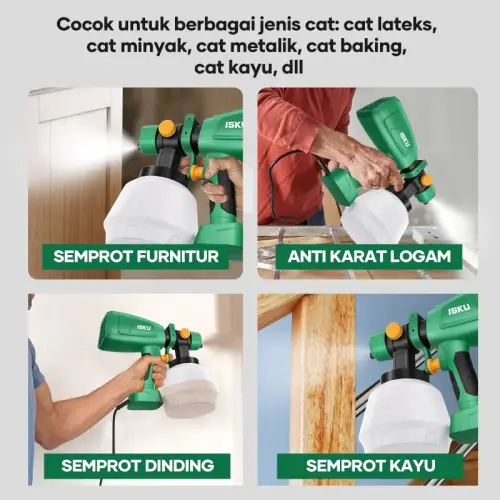 ISKU Spray gun elektrik 400W Alat Menyemprot Cat Mesin Semprot Cat Kapasitas 1000ml Paint Gun Paint Spray Paint Zoom