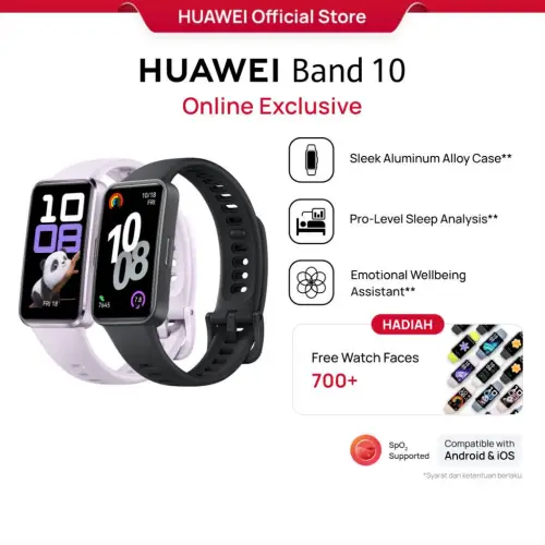 HUAWEI Band 10 Smartband | Sleek Aluminum Alloy Case | Pro-Level Sleep Analysis | Emotional Wellbeing Assistant