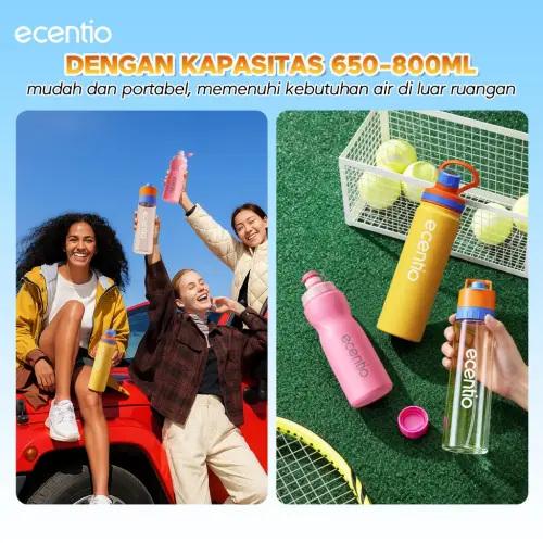 ecentio outdoor tumbler Stainless olahraga Vacuum sport aesthetic botol minum 650ml/750ml