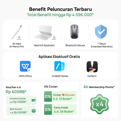 HUAWEI MatePad 12 X 2026 Tablet l PC-Level WPS 3.0 l Layar PaperMatte Ultra Jernih l M-Pencil Pro