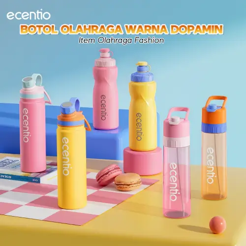 ecentio outdoor tumbler Stainless olahraga Vacuum sport aesthetic botol minum 650ml/750ml