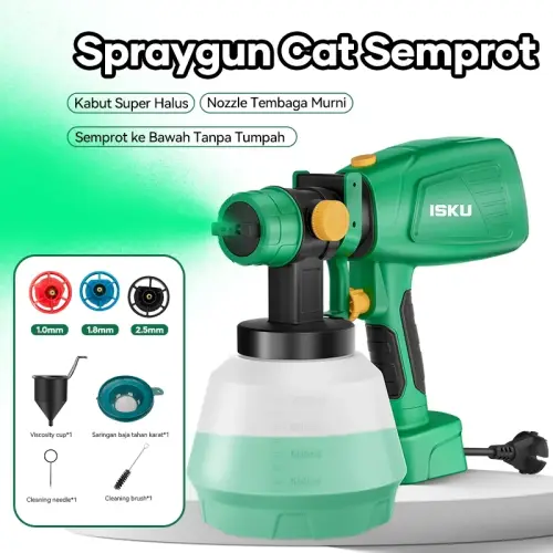 ISKU Spray gun elektrik 400W Alat Menyemprot Cat Mesin Semprot Cat Kapasitas 1000ml Paint Gun Paint Spray Paint Zoom
