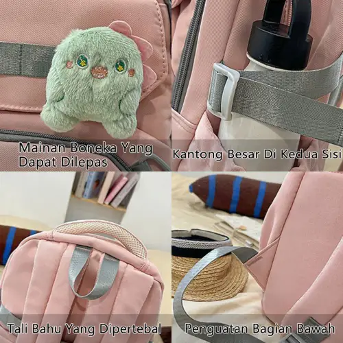 Tas Ransel Wanita Tahan Air Kapasitas Besar Tas Sekolah Korean Style Laptop 16 in Backpack