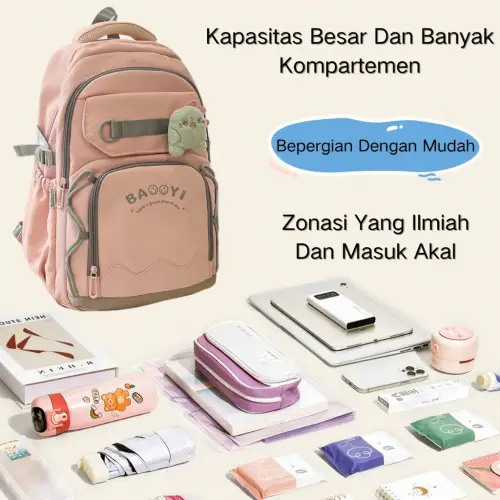 Tas Ransel Wanita Tahan Air Kapasitas Besar Tas Sekolah Korean Style Laptop 16 in Backpack