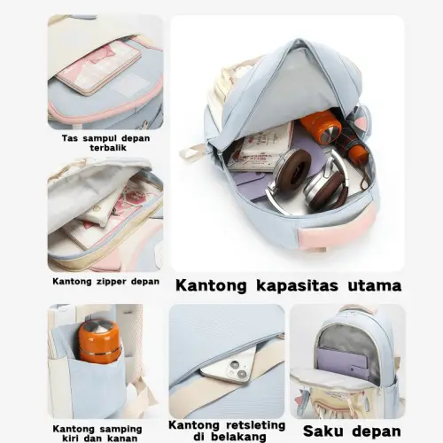 Panchayat tas sekolah korean style tas sekolah anak perempuan Kapasitas besar tahan air backpack wanita