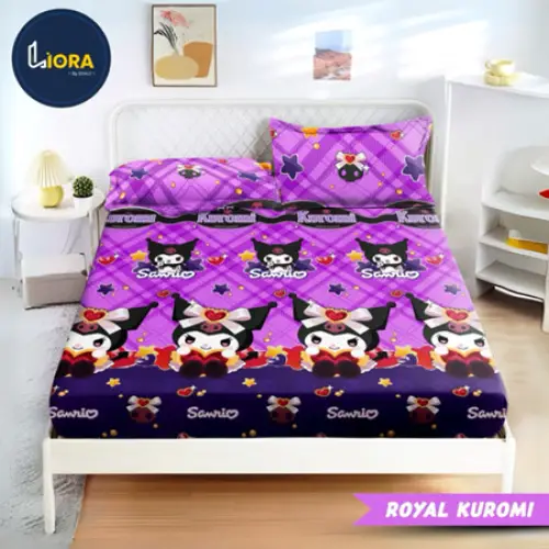 sprei motif kuromi cinamorol labubu dan ready ukuran 90x200 sampai 200x200 tinggi 20cm