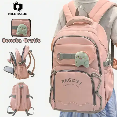 Tas Ransel Wanita Tahan Air Kapasitas Besar Tas Sekolah Korean Style Laptop 16 in Backpack