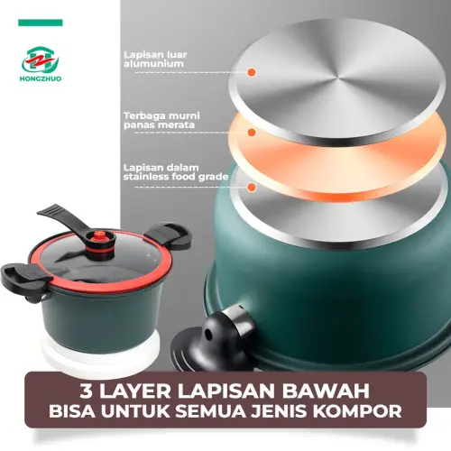 Hongzhuo Panci Presto 8 Liter Premium Quality Wajan Presto Kokoh Coating Batu Medis