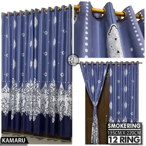 Tirai Pintu dan Gorden Jendela Smokring Besar 12 Lubang Murah 135x220 Motif Terlaris