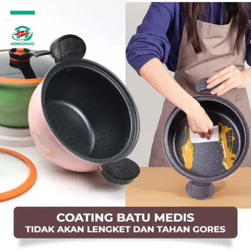 Hongzhuo Panci Presto 8 Liter Premium Quality Wajan Presto Kokoh Coating Batu Medis