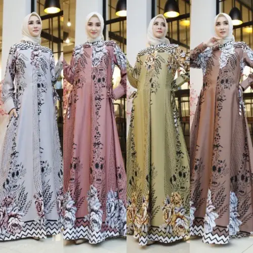 DRESS GAMIS AURORA PAKAIAN WANITA / GAMIS ARMANY / SILK MOTIF / BAJU WANITA / DRESS WANITA