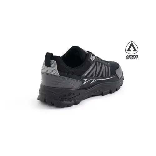 Aerostreet Trex Outdoor Shoes Unisex Hitam/Hitam/Abu sepatu Boots Pria Wanita Sporty Aktivitas trekking hiking gunung Ringan Empuk Tidak Licin